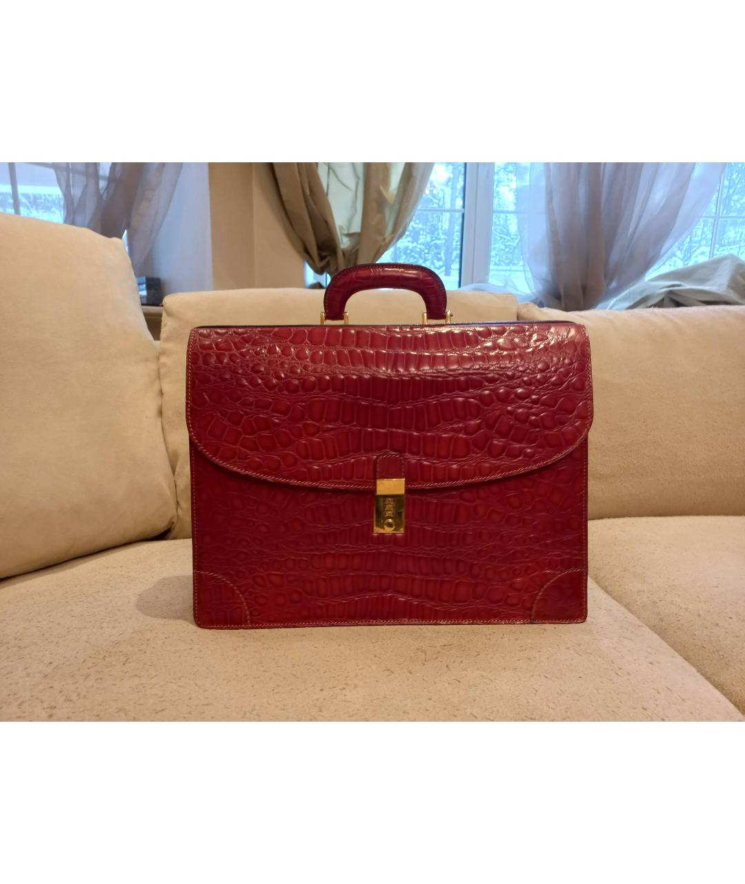 ARTIOLI Бордовый кожаный портфель, фото 5