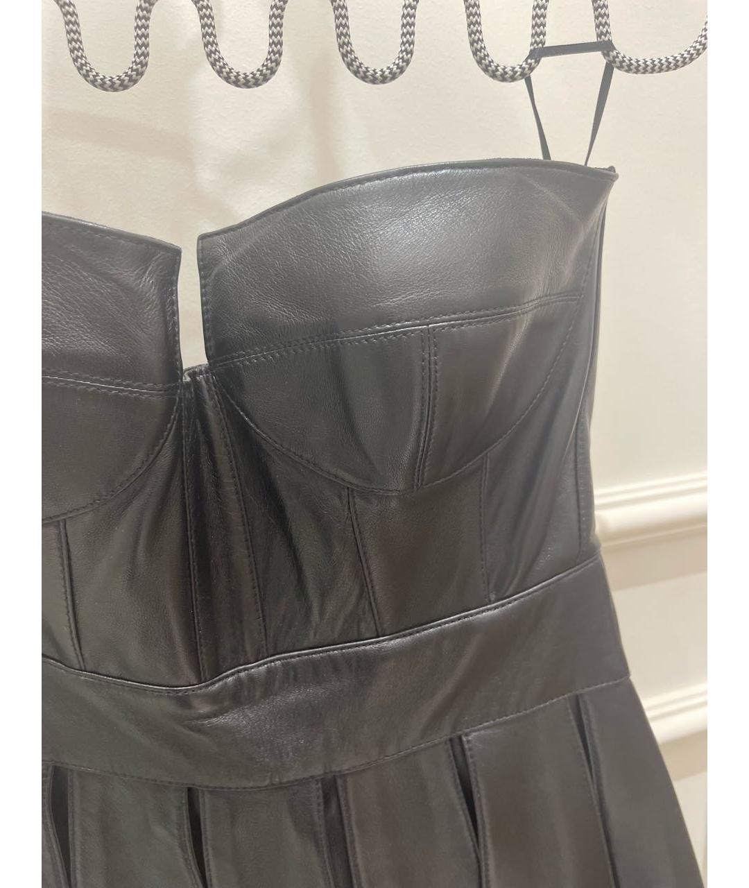 BALMAIN Черное кожаное коктейльное платье, фото 3