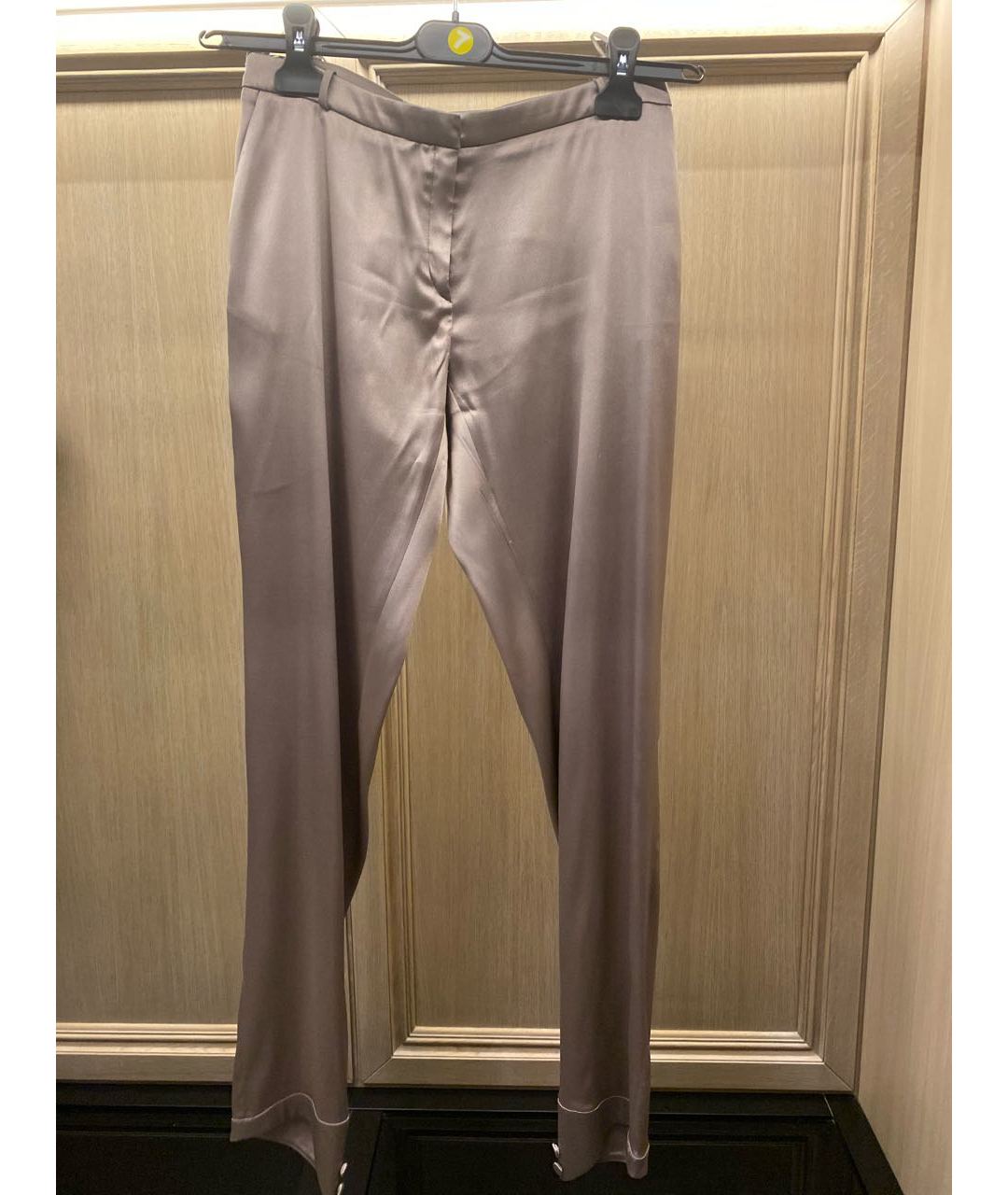 NINA RICCI Коричневые шелковые прямые брюки, фото 3