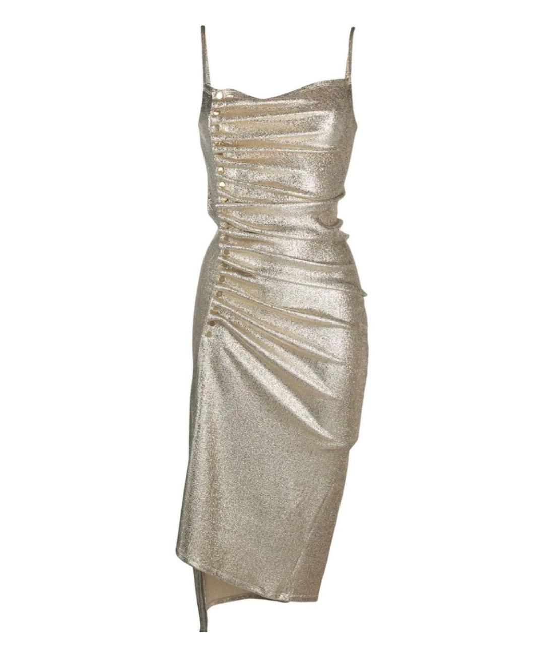 PACO RABANNE Золотое вискозное коктейльное платье, фото 1