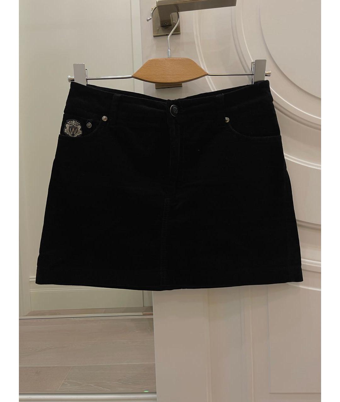 WEEKEND MAX MARA Черная бархатная юбка мини, фото 5