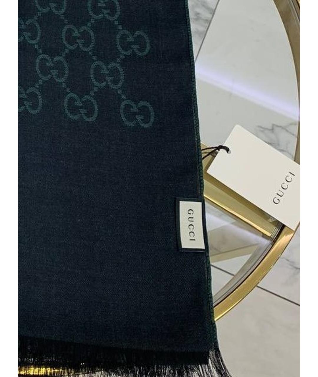 GUCCI Зеленый шерстяной шарф, фото 3