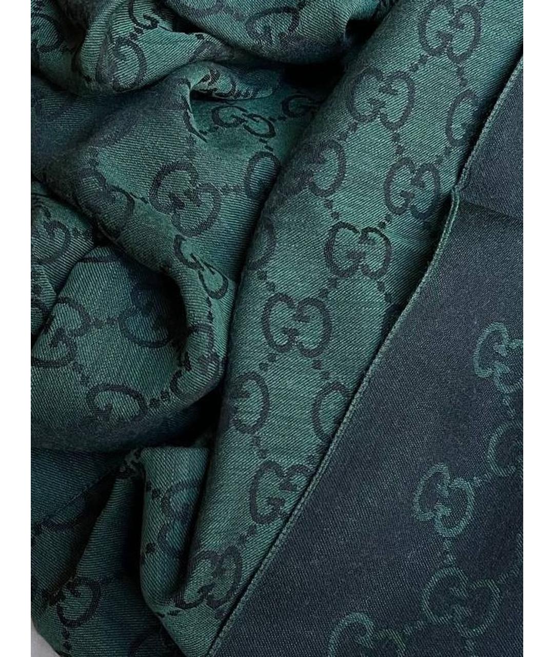 GUCCI Зеленый шерстяной шарф, фото 4