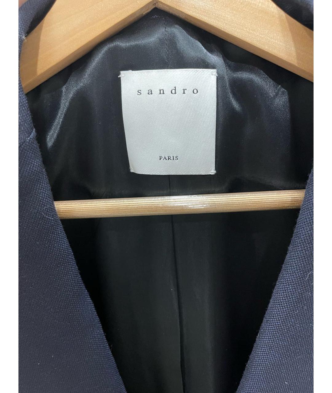 SANDRO Темно-синий кашемировый пиджак, фото 3
