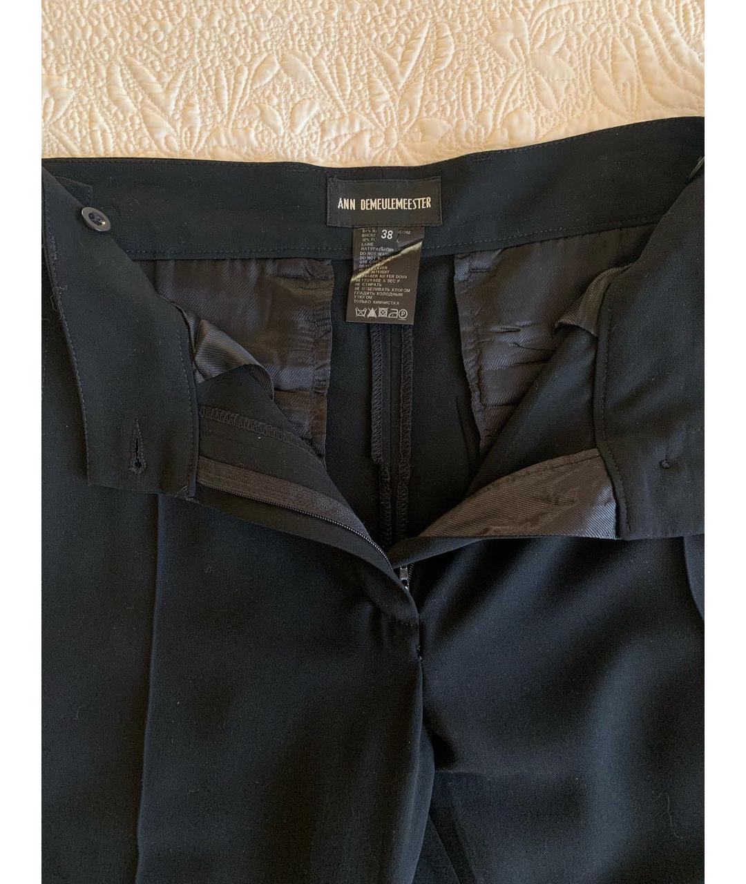 ANN DEMEULEMEESTER Черные шерстяные брюки широкие, фото 3