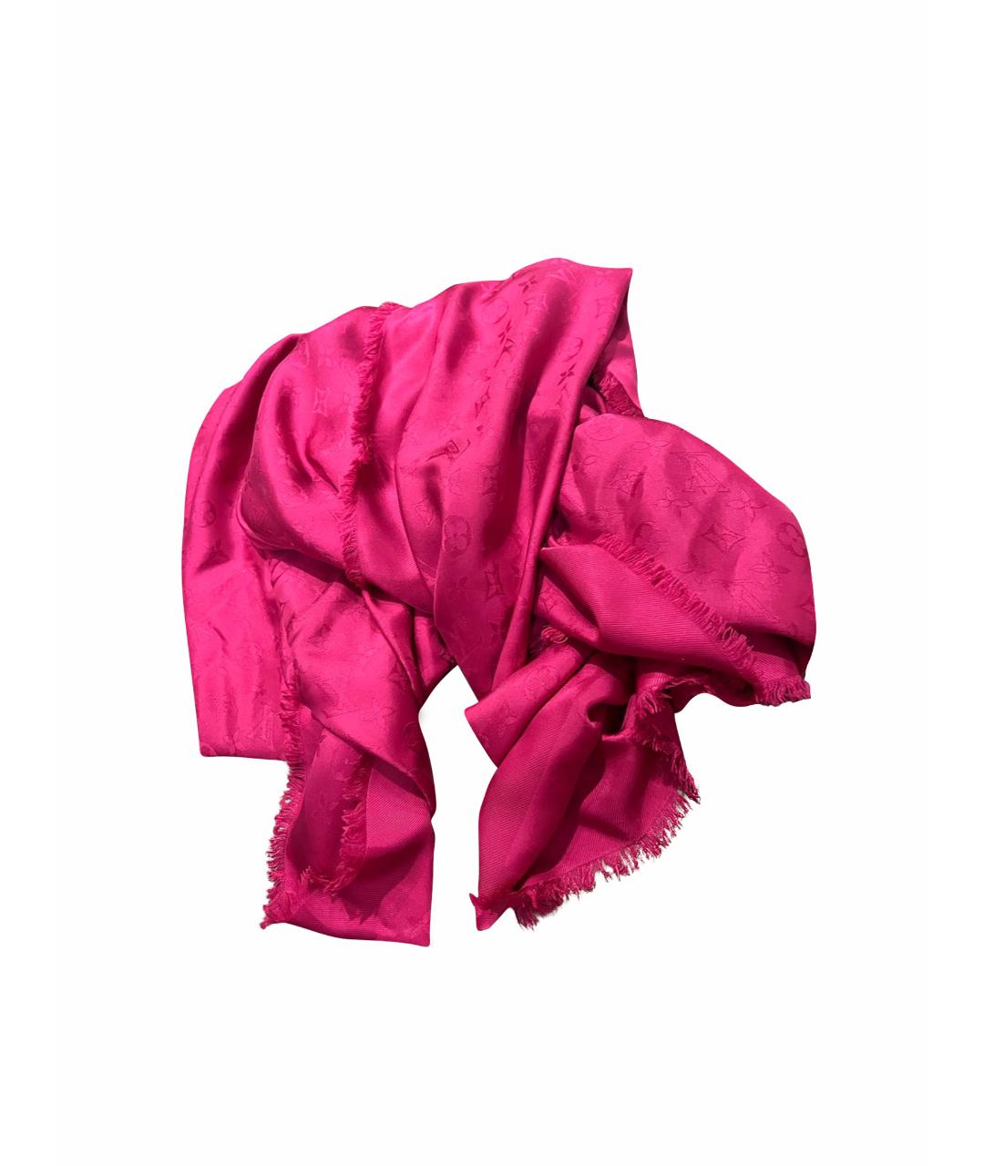 LOUIS VUITTON PRE-OWNED Бордовый шелковый платок, фото 1