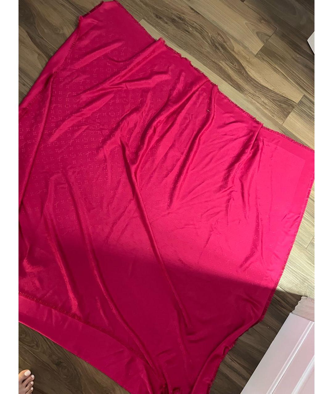 LOUIS VUITTON PRE-OWNED Бордовый шелковый платок, фото 2
