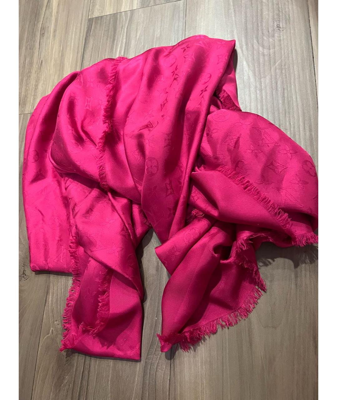 LOUIS VUITTON PRE-OWNED Бордовый шелковый платок, фото 6