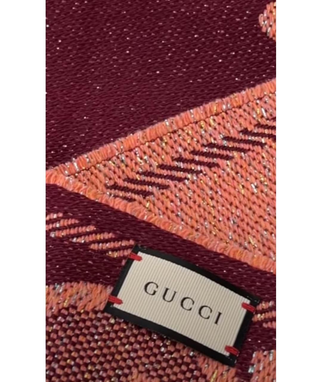 GUCCI Коралловый шерстяной шарф, фото 4