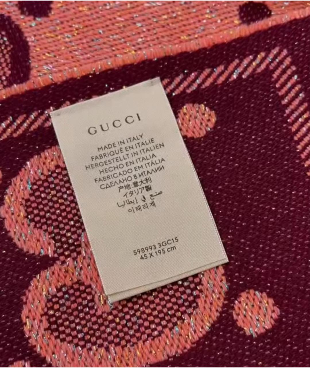 GUCCI Коралловый шерстяной шарф, фото 3