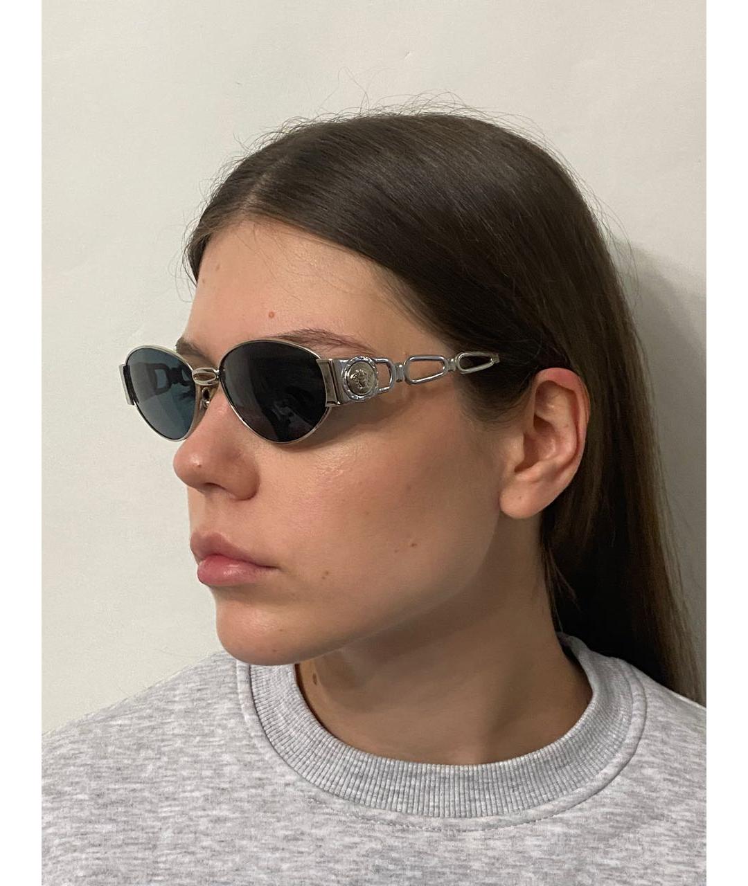 VERSACE VINTAGE Серебряные металлические солнцезащитные очки, фото 8