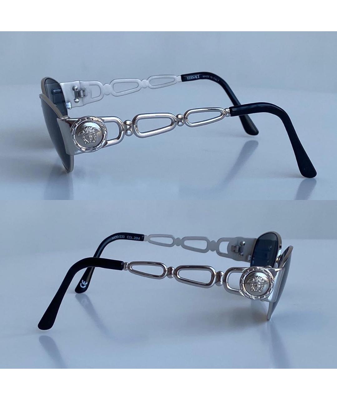 VERSACE VINTAGE Серебряные металлические солнцезащитные очки, фото 5