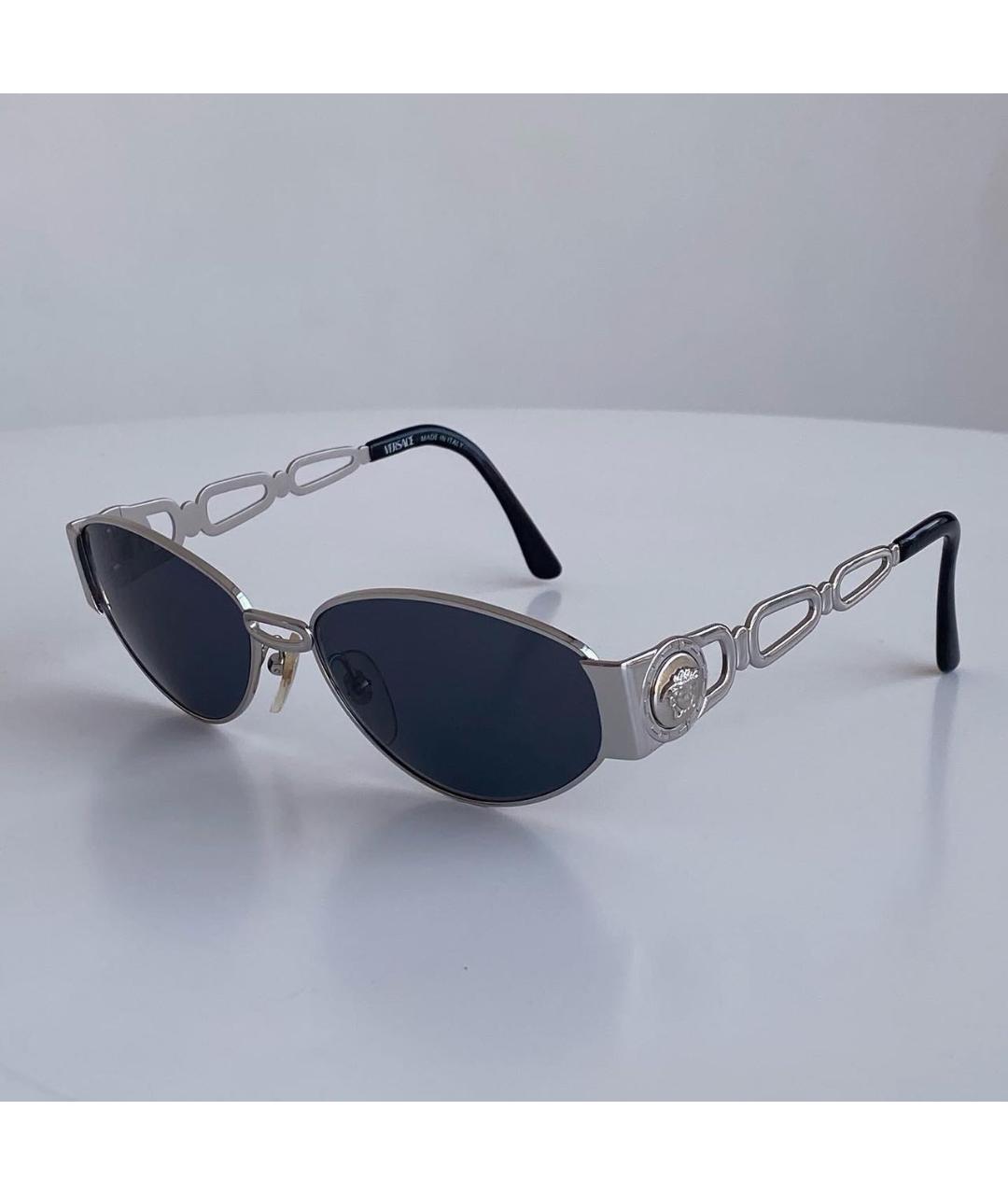 VERSACE VINTAGE Серебряные металлические солнцезащитные очки, фото 3