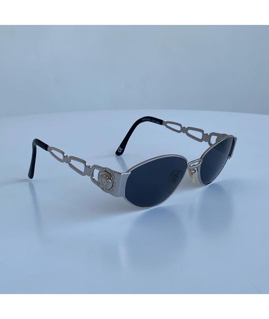 VERSACE VINTAGE Серебряные металлические солнцезащитные очки, фото 2
