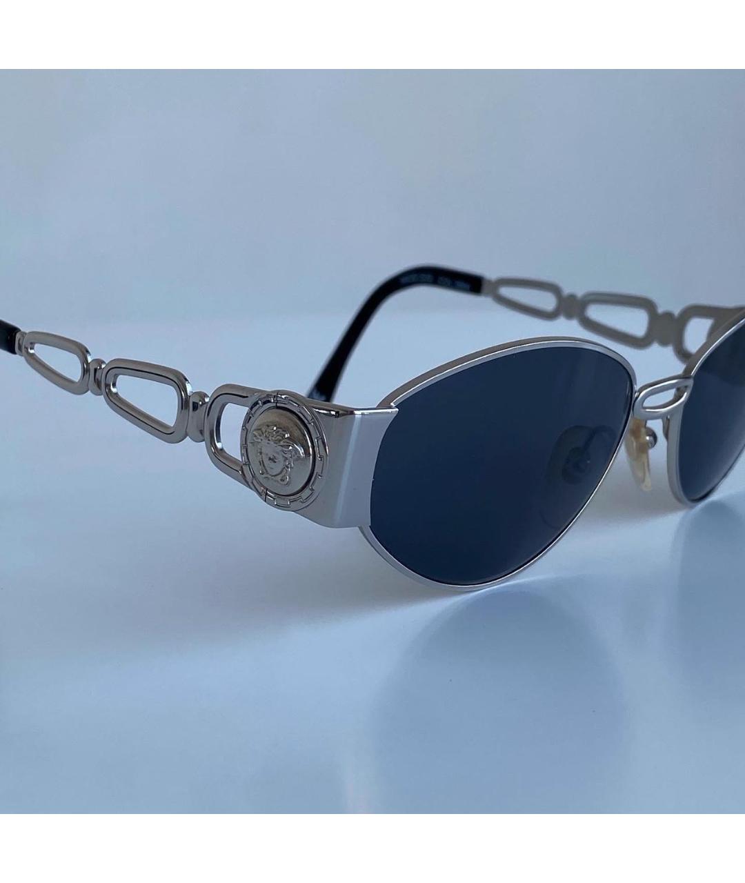 VERSACE VINTAGE Серебряные металлические солнцезащитные очки, фото 4