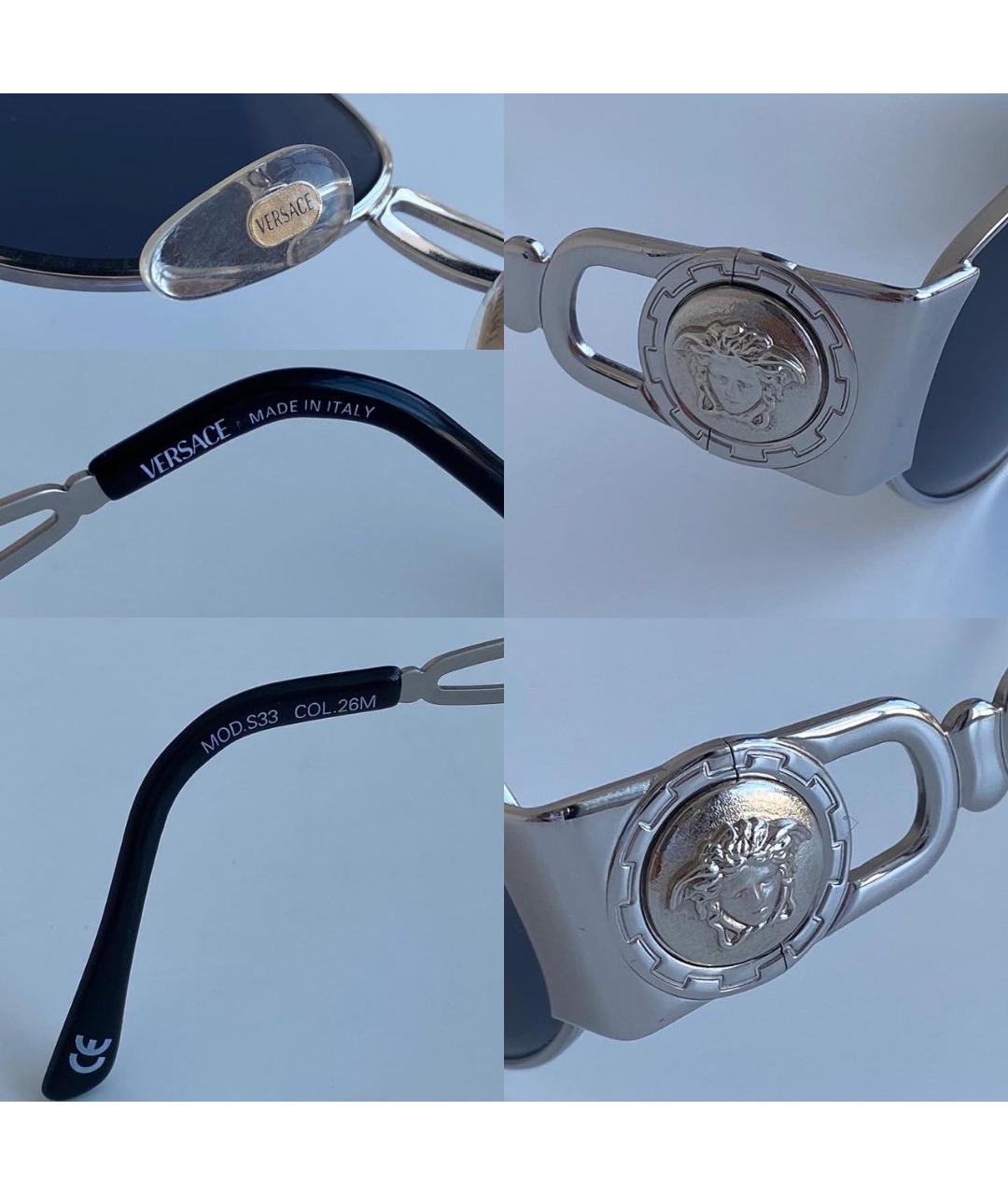 VERSACE VINTAGE Серебряные металлические солнцезащитные очки, фото 7