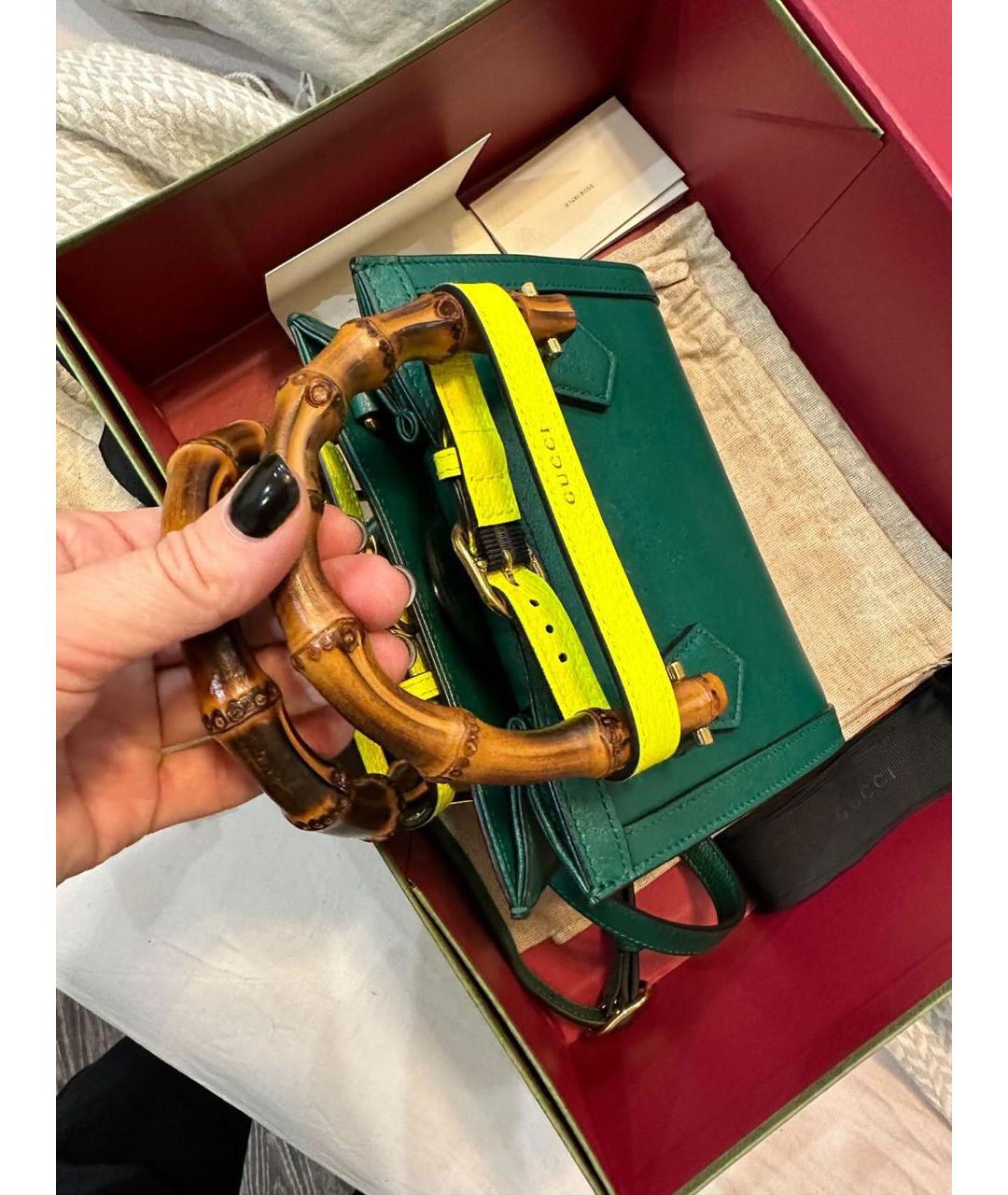 GUCCI Зеленая кожаная сумка с короткими ручками, фото 2