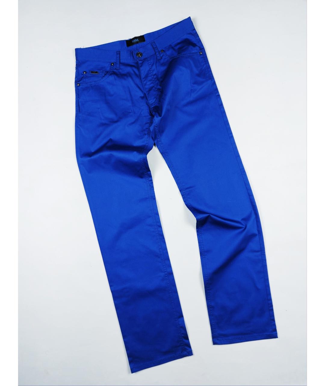 VERSACE Синие хлопковые брюки чинос, фото 6