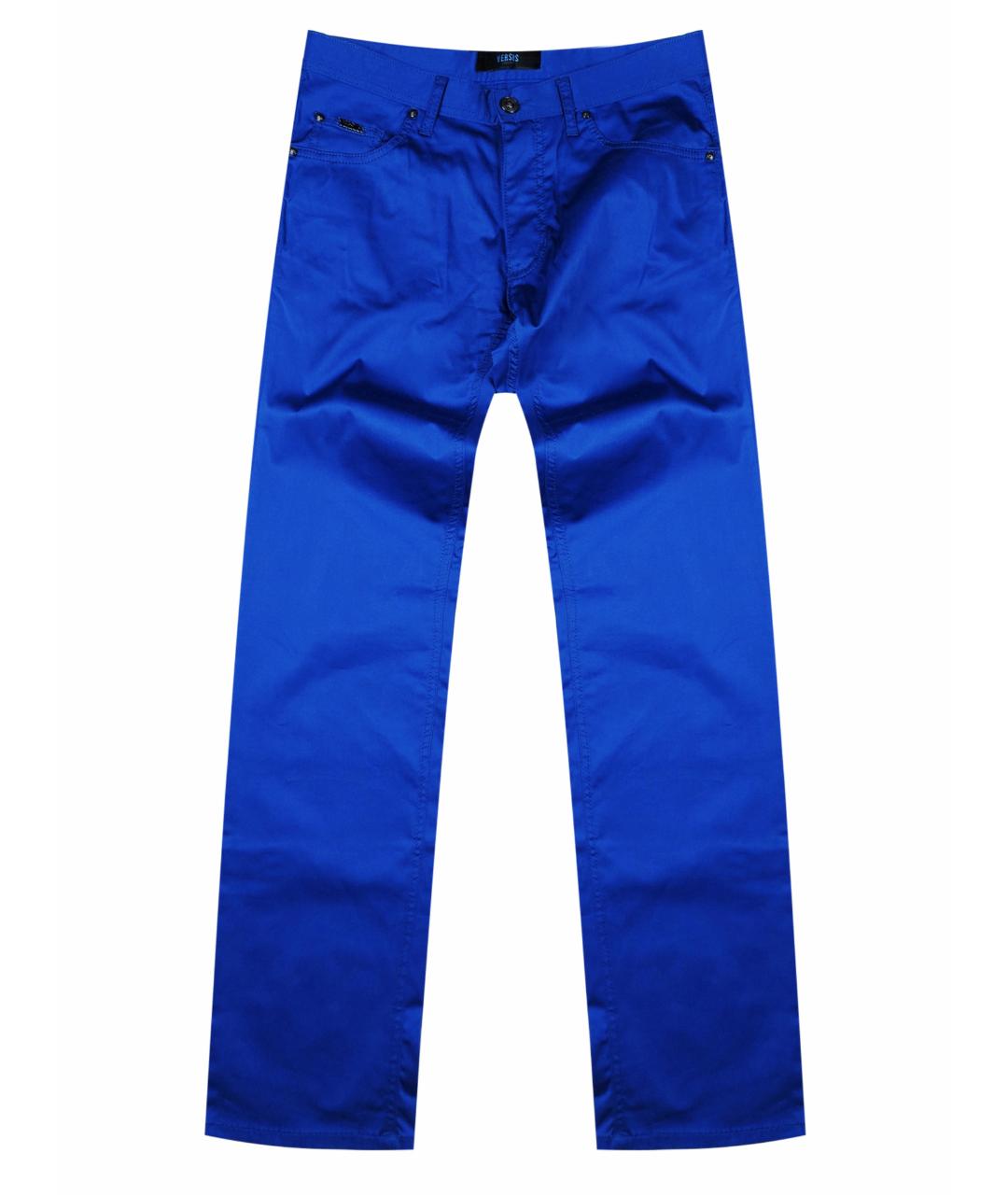 VERSACE Синие хлопковые брюки чинос, фото 1