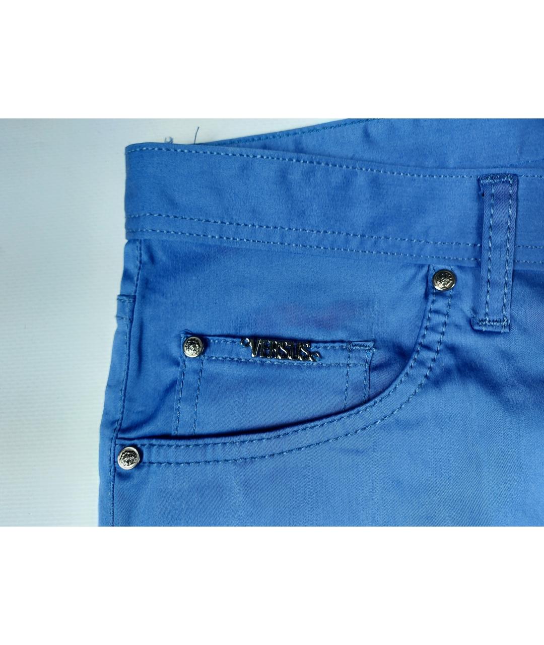 VERSACE Синие хлопковые брюки чинос, фото 4