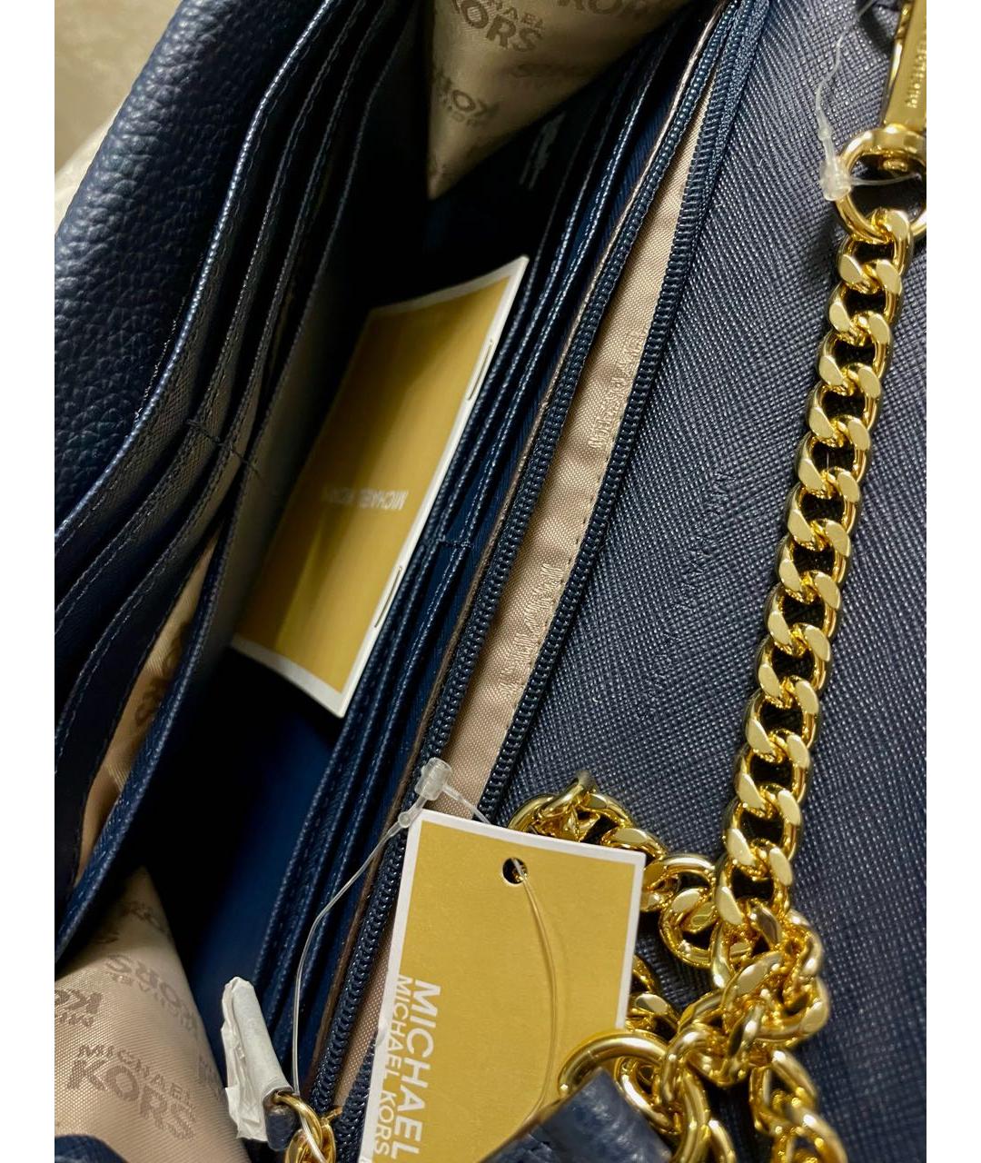 MICHAEL KORS Темно-синяя кожаная сумка через плечо, фото 4