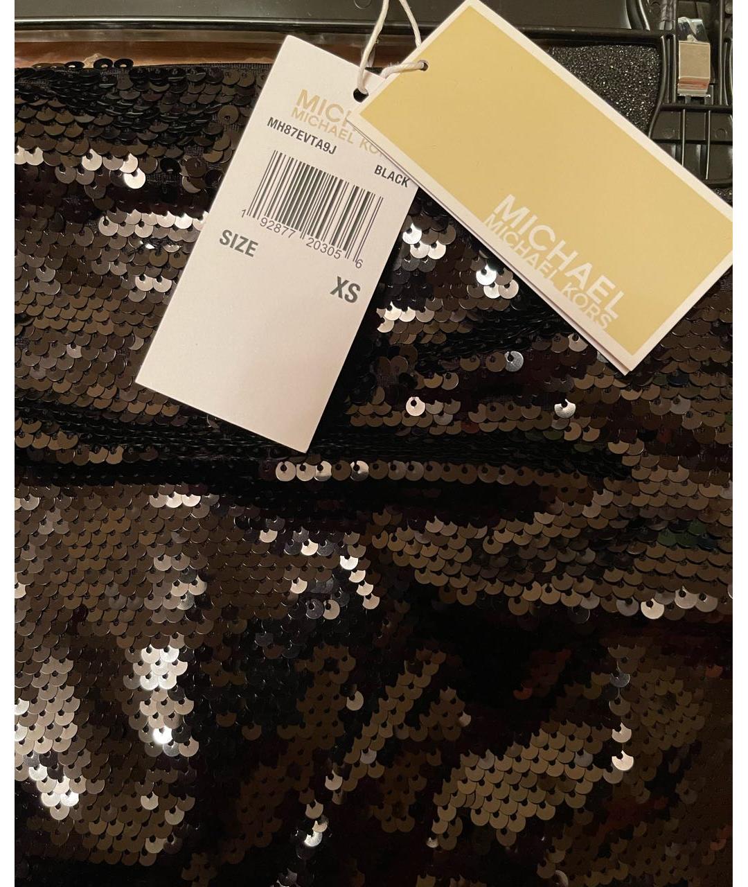 MICHAEL MICHAEL KORS Черная полиэстеровая юбка миди, фото 5
