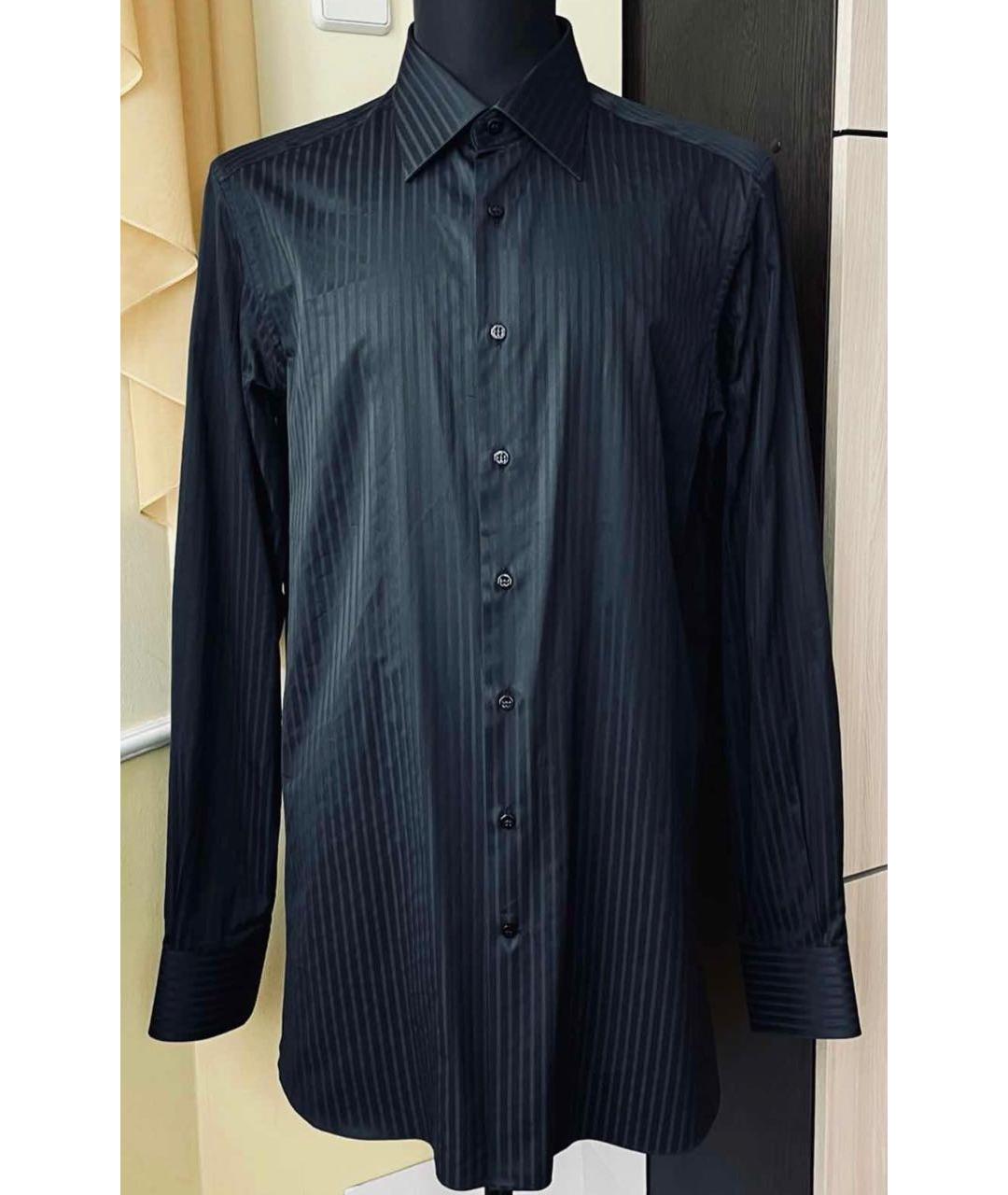 STEFANO RICCI Черная хлопковая классическая рубашка, фото 4