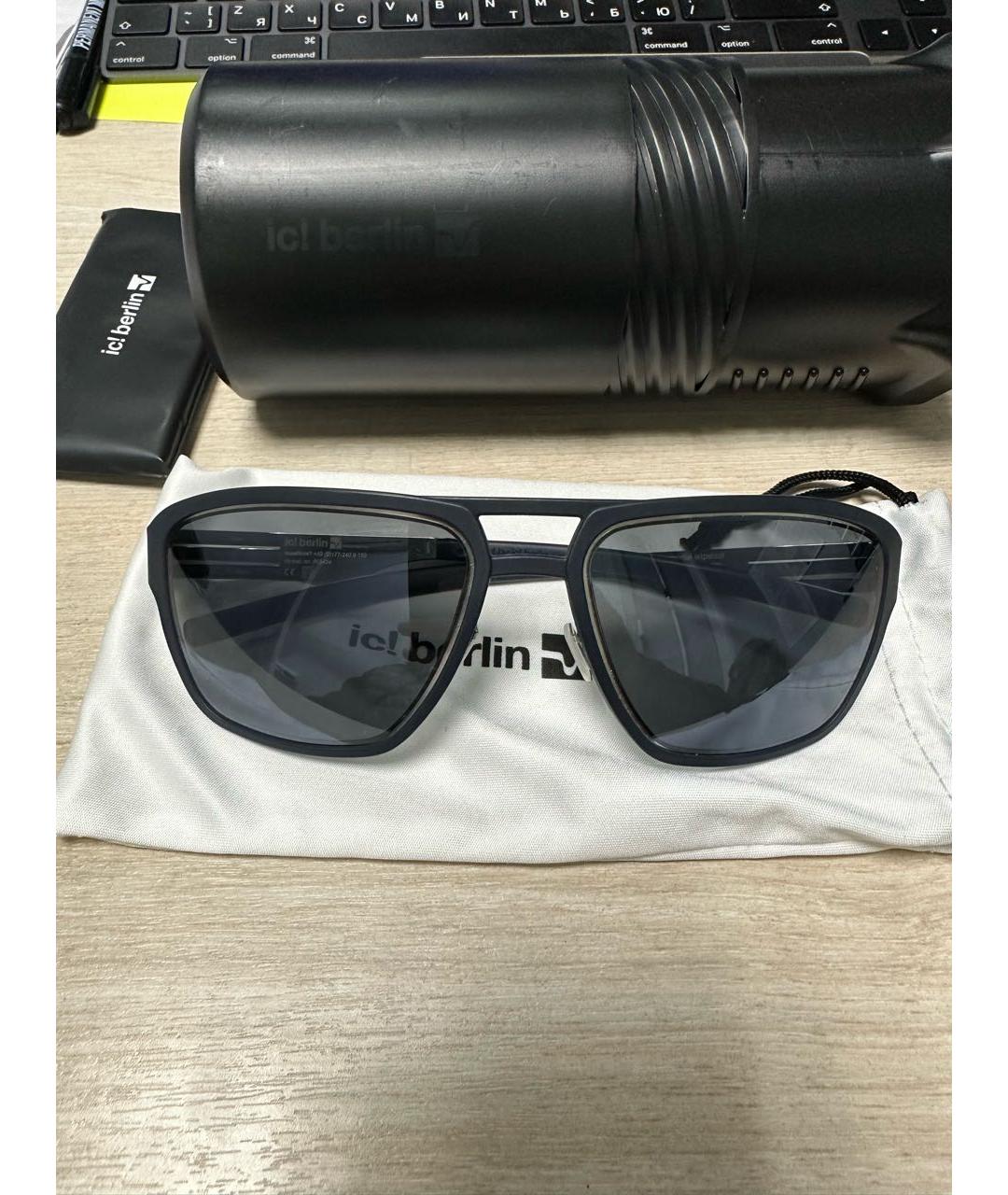 ICBERLIN Черные металлические солнцезащитные очки, фото 6