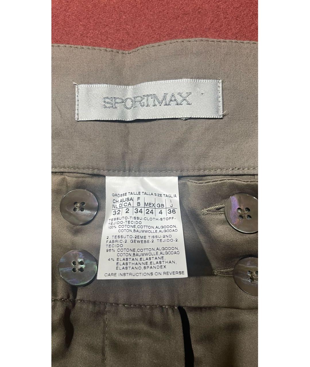 SPORTMAX Хаки хлопковые брюки широкие, фото 6