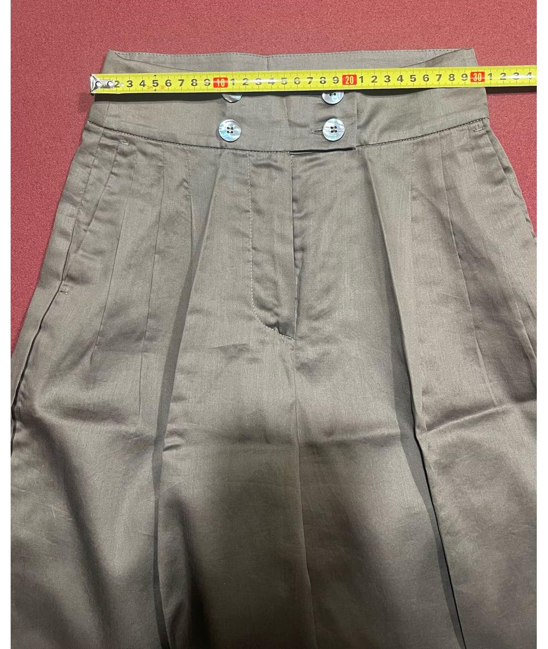 SPORTMAX Хаки хлопковые брюки широкие, фото 3