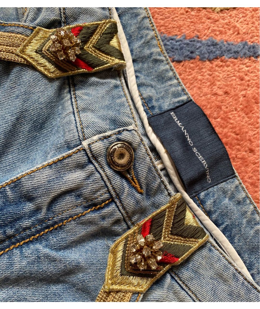 ERMANNO SCERVINO Голубые хлопковые прямые джинсы, фото 5