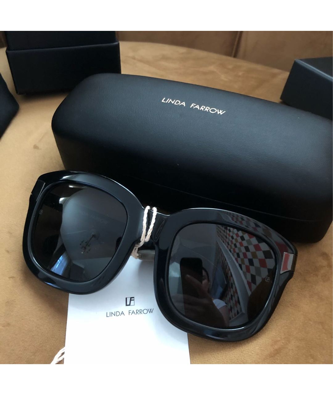 LINDA FARROW Черные пластиковые солнцезащитные очки, фото 5