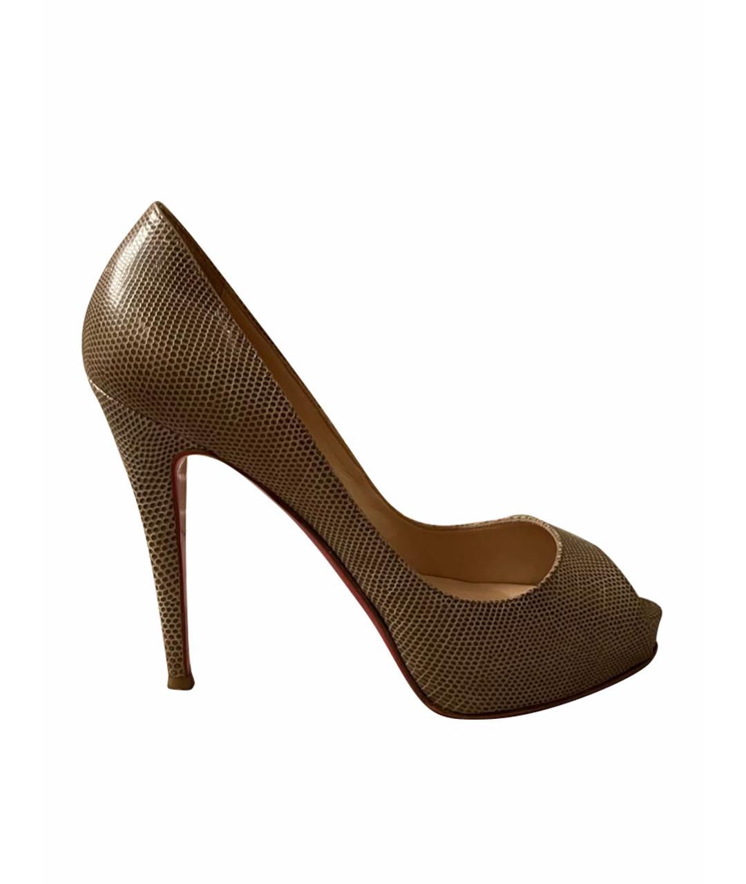 CHRISTIAN LOUBOUTIN Хаки туфли из экзотической кожи, фото 1