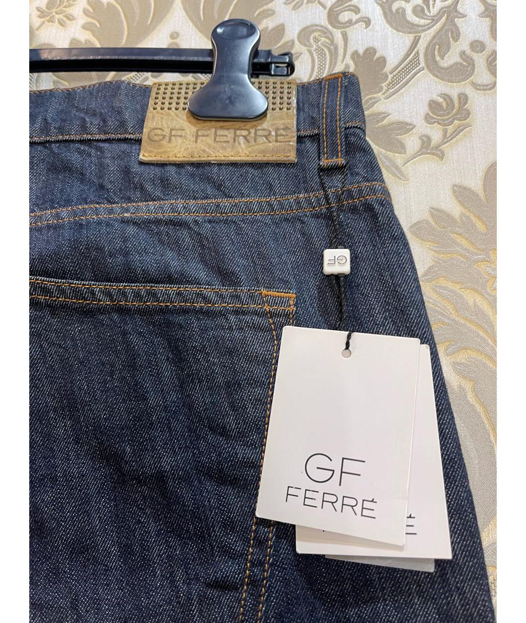 GIANFRANCO FERRE Синие хлопковые прямые джинсы, фото 3