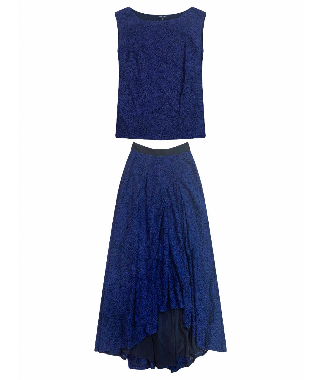 ESCADA Темно-синий кружевной костюм с юбками, фото 1