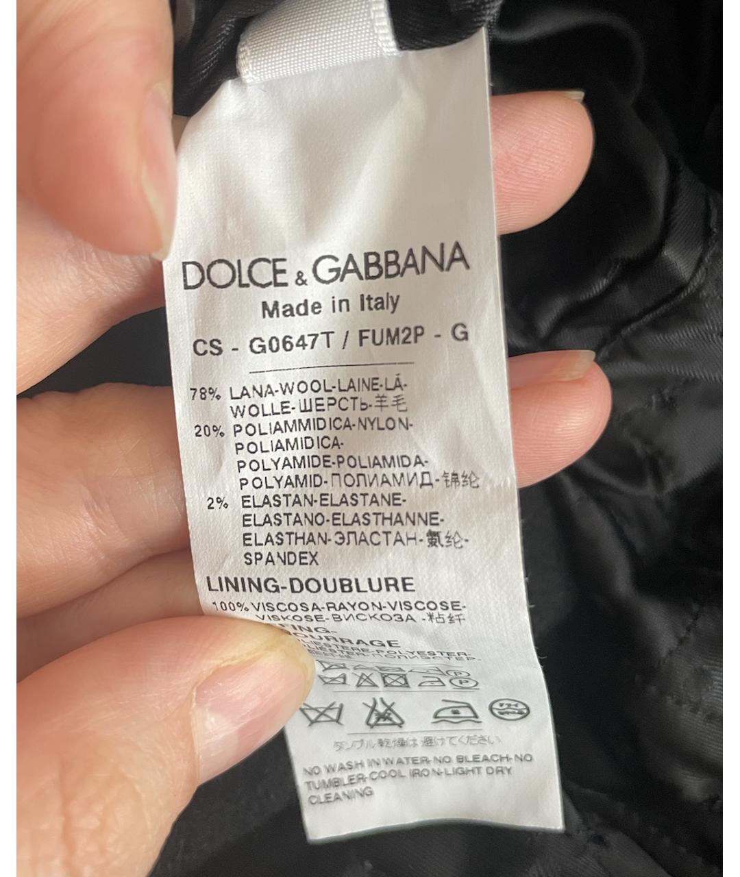 DOLCE&GABBANA Черное шерстяное пальто, фото 5