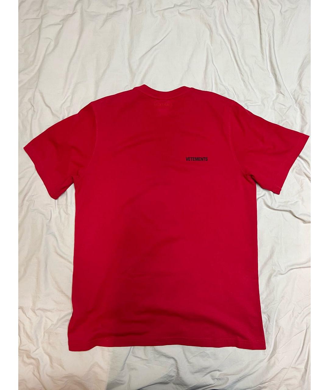 VETEMENTS Красная хлопковая футболка, фото 3