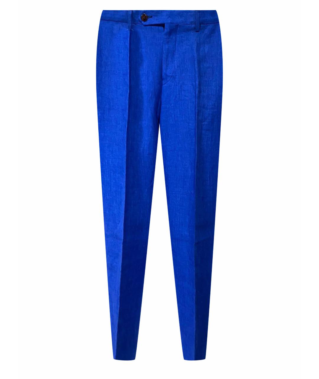 MARCOPESCAROLO Синие льняные классические брюки, фото 1