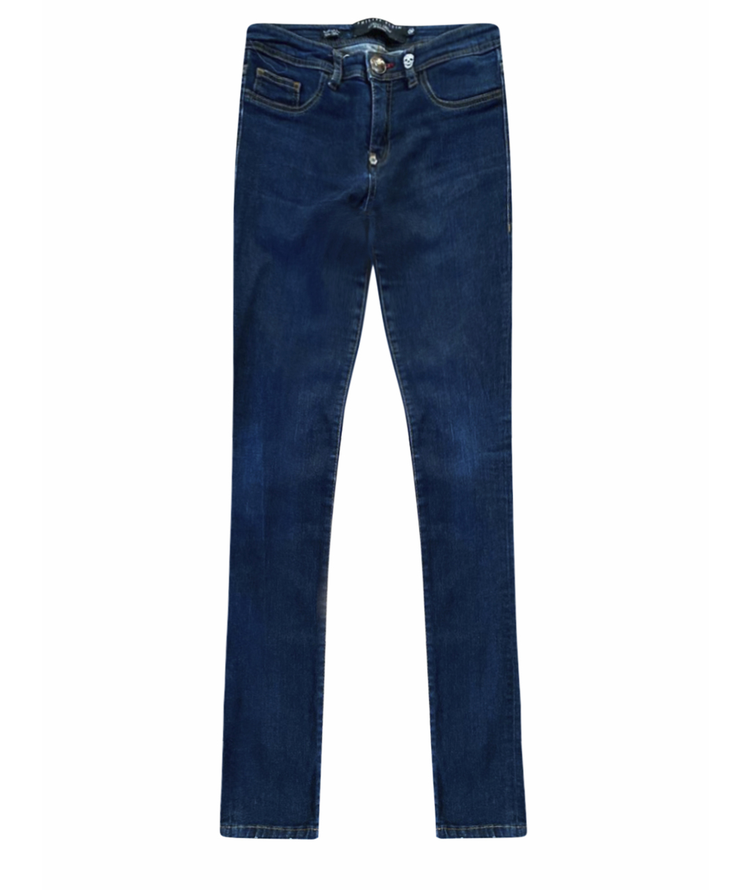 PHILIPP PLEIN Синие хлопко-эластановые джинсы слим, фото 1