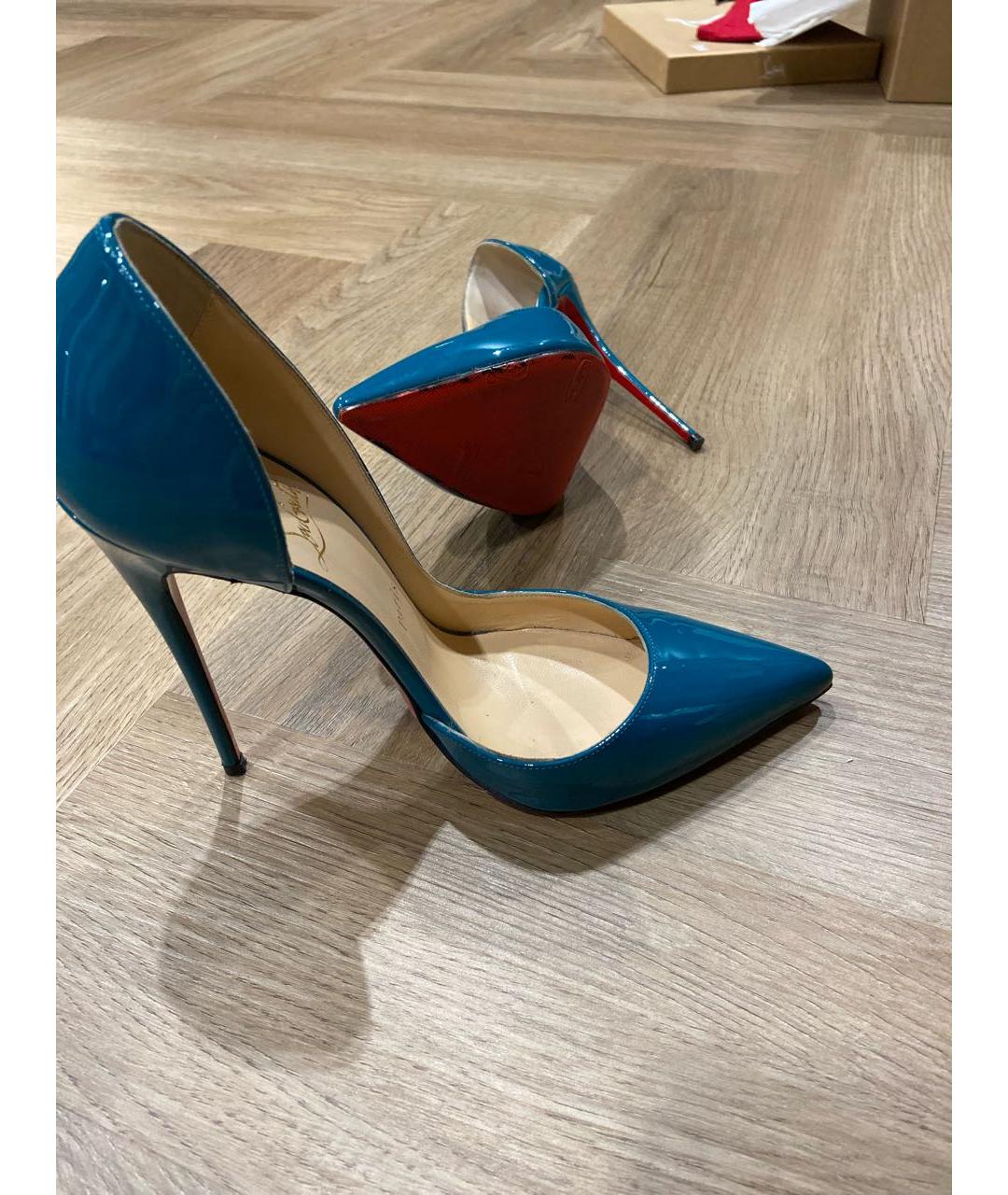 CHRISTIAN LOUBOUTIN Бирюзовые туфли из лакированной кожи, фото 5