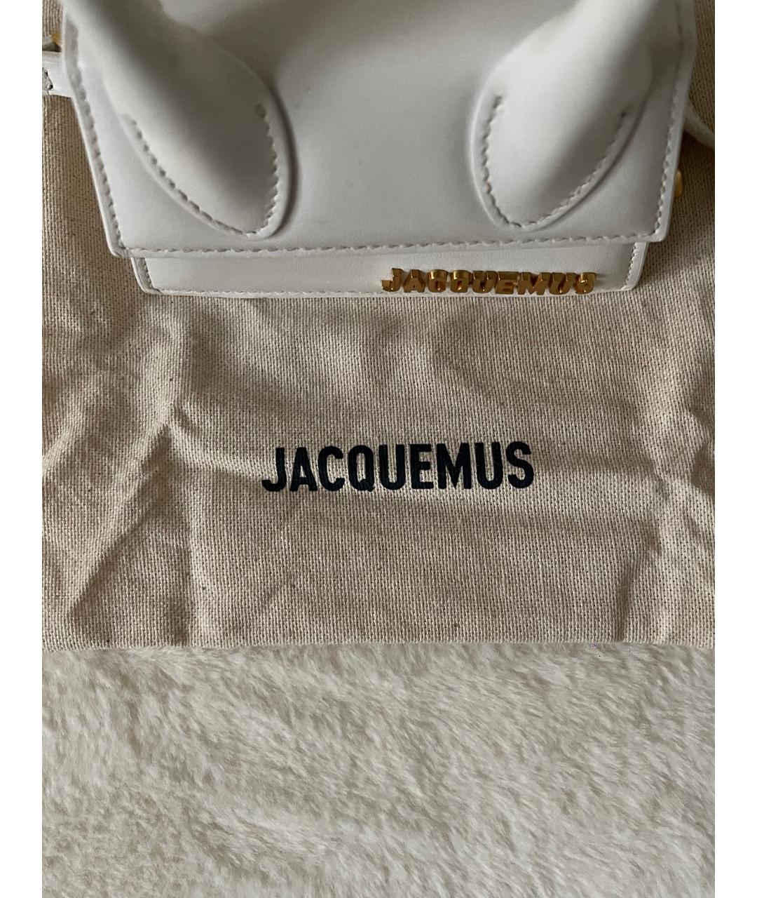 JACQUEMUS Белая кожаная сумка через плечо, фото 7