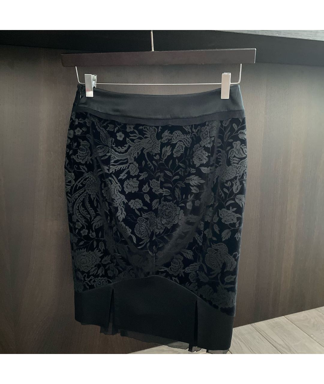LA PERLA Черная бархатная юбка миди, фото 2