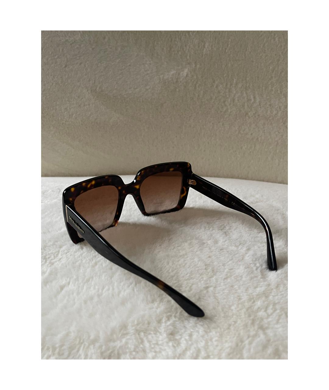 DOLCE&GABBANA Коричневые пластиковые солнцезащитные очки, фото 8