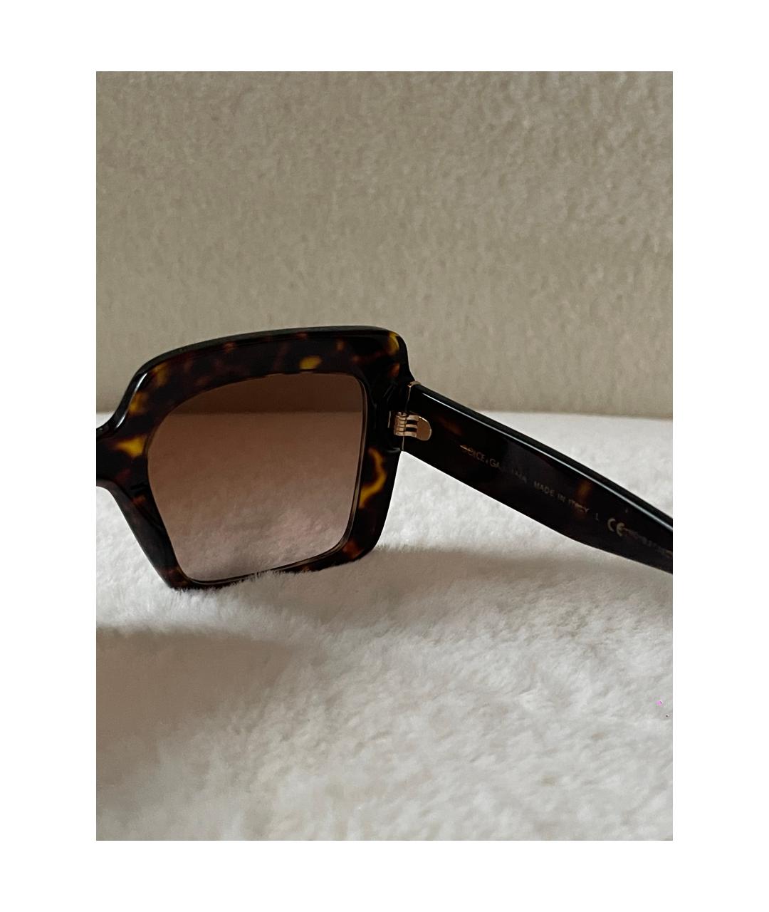 DOLCE&GABBANA Коричневые пластиковые солнцезащитные очки, фото 9