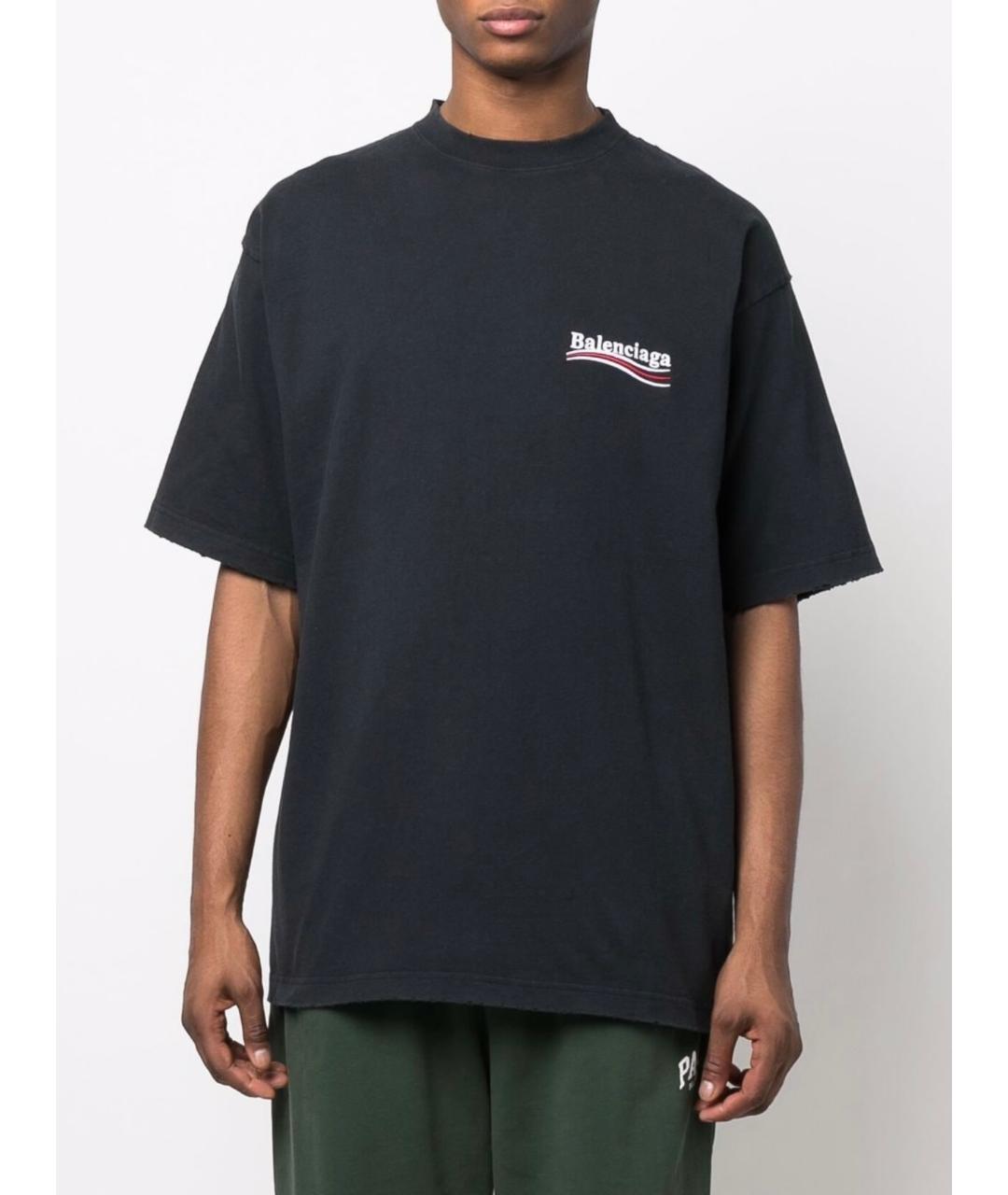 BALENCIAGA Черная хлопковая футболка, фото 5