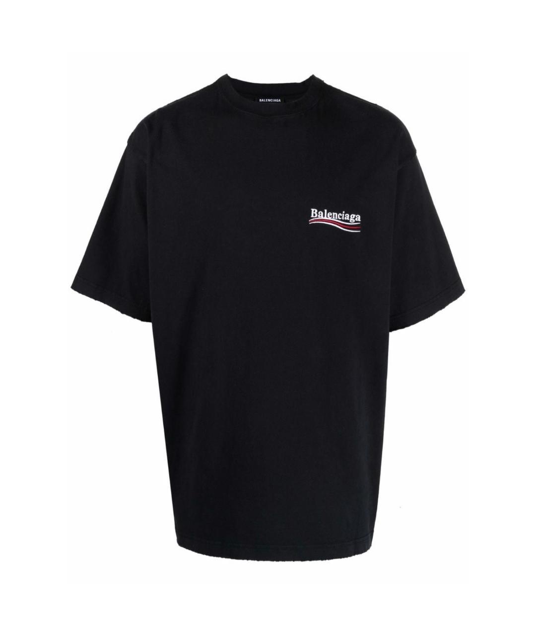 BALENCIAGA Черная хлопковая футболка, фото 1