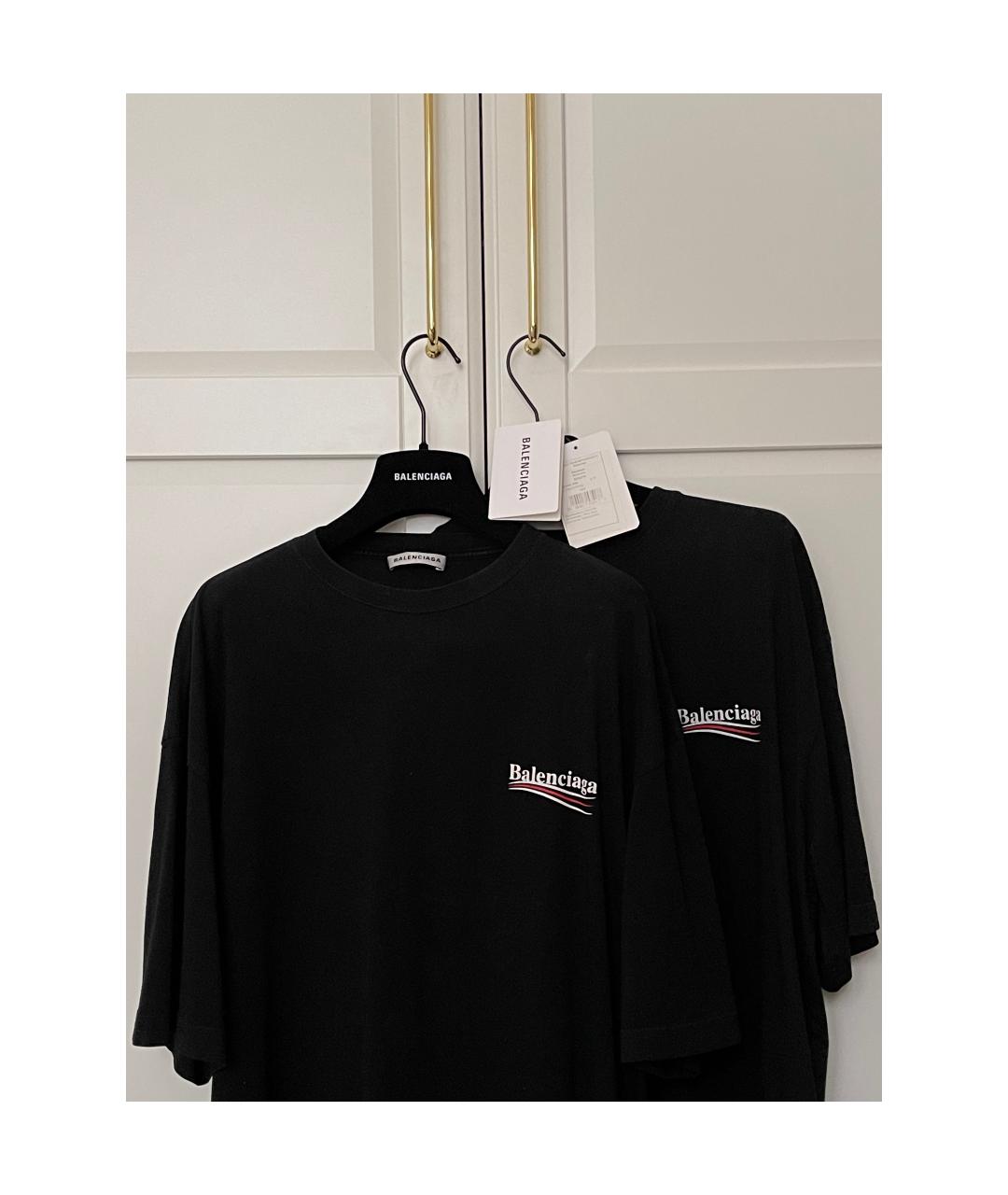 BALENCIAGA Черная хлопковая футболка, фото 7