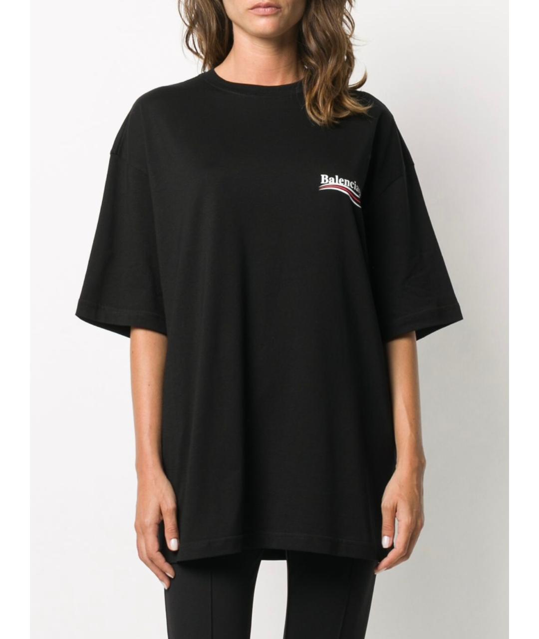 BALENCIAGA Черная хлопковая футболка, фото 3