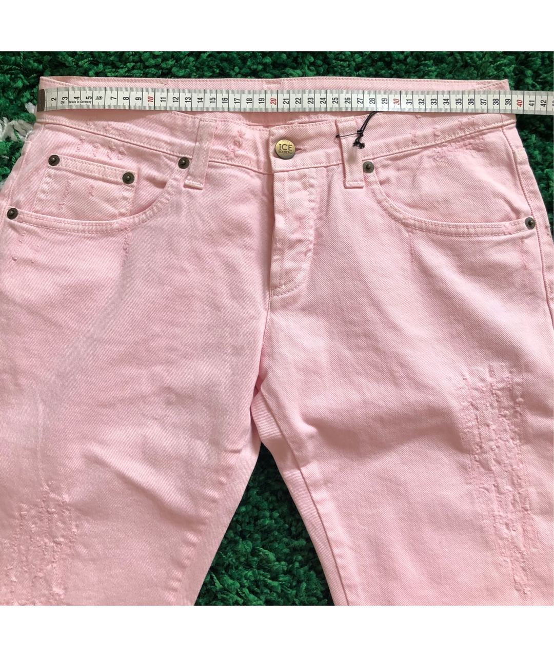 ICEBERG Розовые хлопко-эластановые прямые джинсы, фото 6