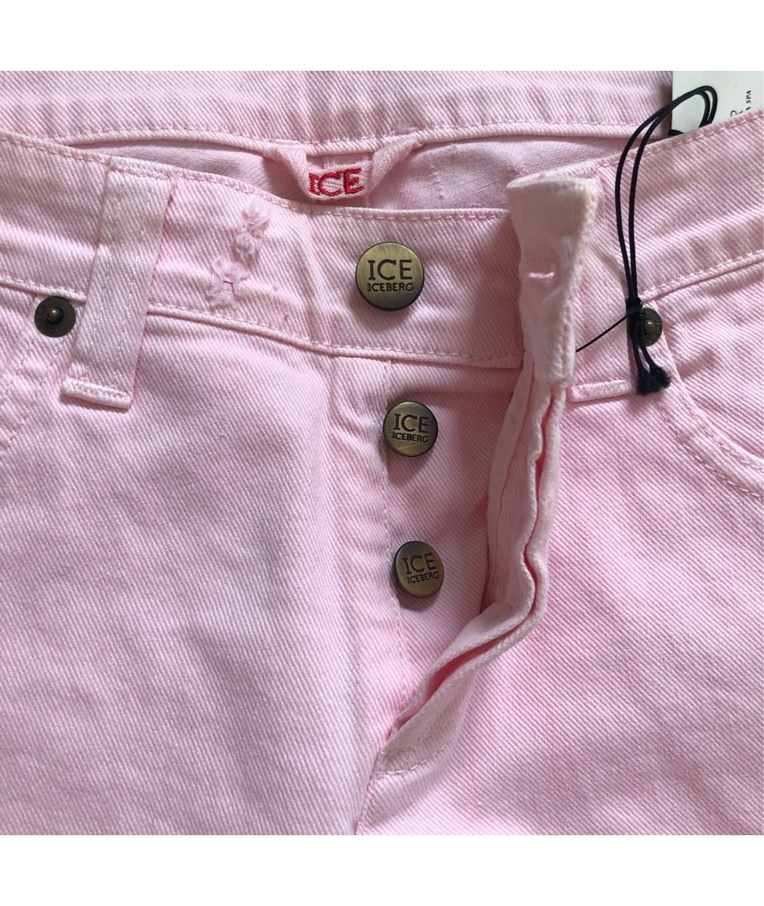 ICEBERG Розовые хлопко-эластановые прямые джинсы, фото 3